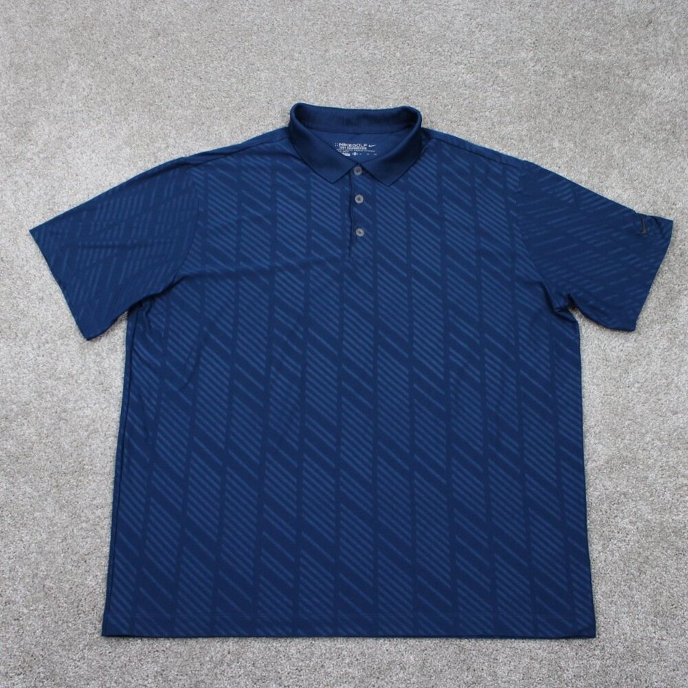 Nike Golf Tour Performance Polo Shirt Men XL Blue Dri-Fit Polyester‎ Stretch S/S